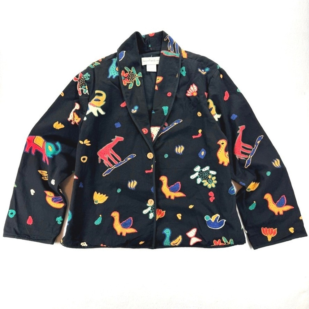 Vintage Jacqueline Lauren Novelty Animal Print Cotton Blazer Jacket XL